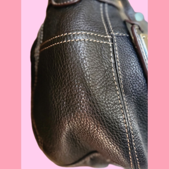 TIGNANELLO BLACK PEBBLE GRAIN LEATHER BELTED ORGANIZER HOBO BAG - Picture 3 of 11